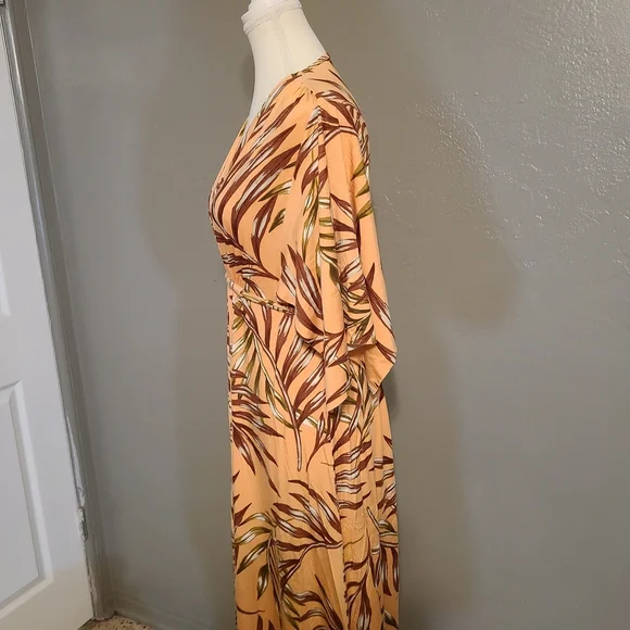 Rachel Pally Palm Print Orange & Brown Caftan Maternity Dress NWT XS - Picture 3 of 11